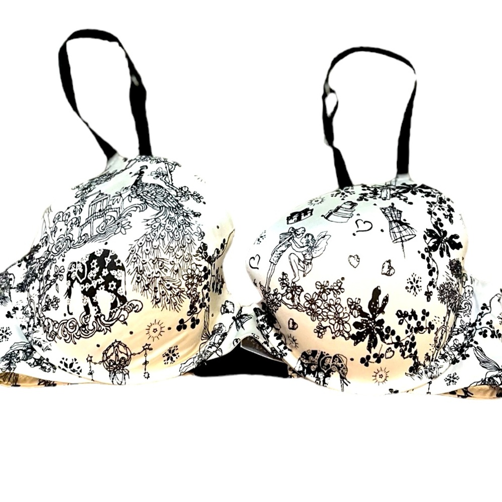 Victoria's Secret 34C biofit bra padded full coverage black and white GUC